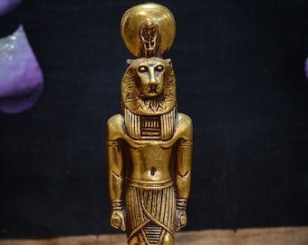 statue of Goddess Sekhmet Egyptian Art gold leaf made in Egypt