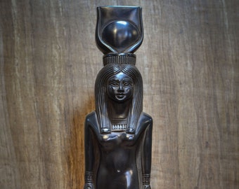 statue goddess Hathor large black heavy unique ancient Egyptian art made in Egypt