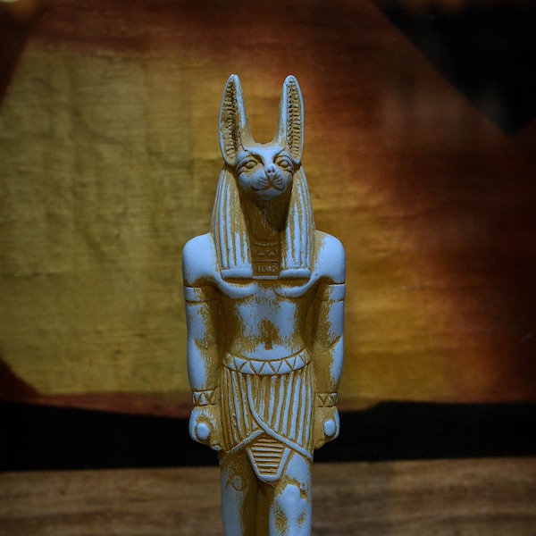 Egyptisch Standbeeld Anubis Sculptuur blauwe god van de doden en oordeel gemaakt in Egypte