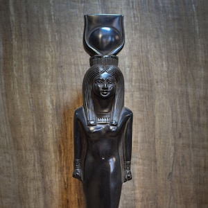 statue goddess Hathor large black heavy unique ancient Egyptian art made in Egypt