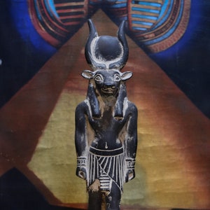 goddess Hathor statue Sculpture black heavy stone made in Egypt
