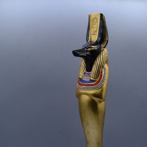 statue of god Anubis Gilded jackal headed god of death unique large golden Egyptian art Made in Egypt