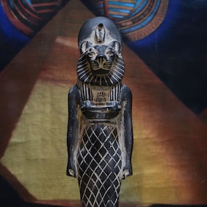 statue of Goddess Sekhmet black heavy stone made in Egypt
