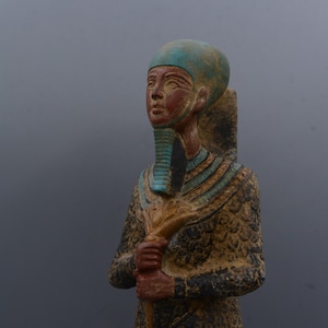 Egyptian statue Ptah God of Memphis sculpture handcrafted Ancient god art stone with paint color  made in Egypt