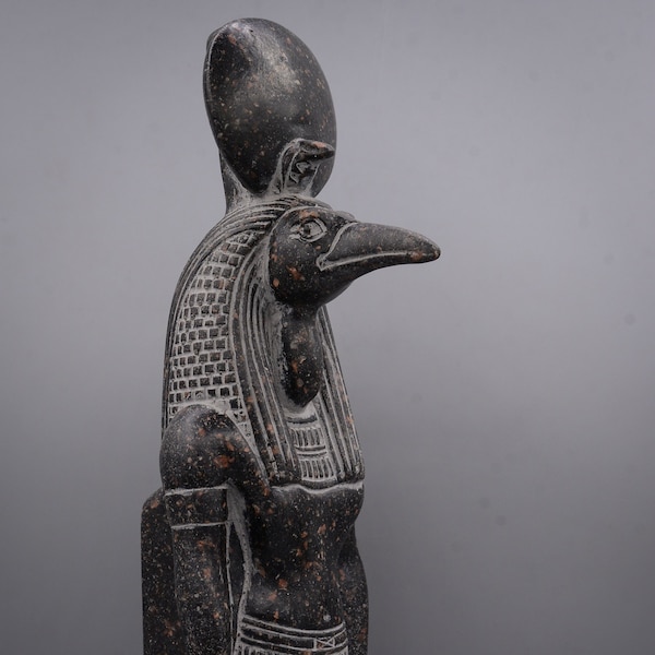 statue Thoth god of knowledge and wisdom large black Sculpture granite stone unique ancient Egyptian art alter statue handcrafted from Egypt