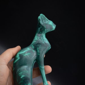 Unique statue of Egyptian goddess cat Bastet green statue made in egypt