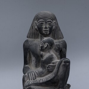Unique Egyptian Antique art Statue Senenmut with princess Neferure vintage heavy stone made in egypt