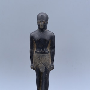 Egyptian art statue of Imhotep standing black stone made in egypt