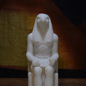 Statue Falcon Headed God Horus seated Sculpture granite, marble stone made in Egypt