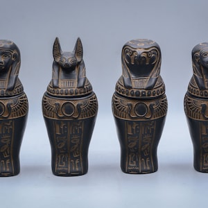 Egyptian Art Canopic jars Set 4 sons of Horus black made in egypt