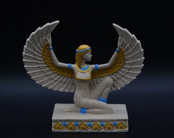 Statua delle ali di Iside della dea egizia Scultura in arenaria dipinta a mano realizzata in Egitto