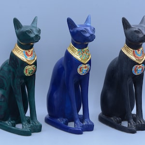 statue of Egyptian goddess cat Bastet 3 color / blue / green / black made in egypt