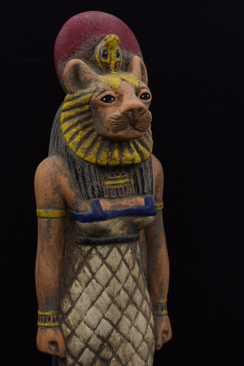Ancient Egyptian Art Statue of Goddess Sekhmet Heavy Painted | Etsy