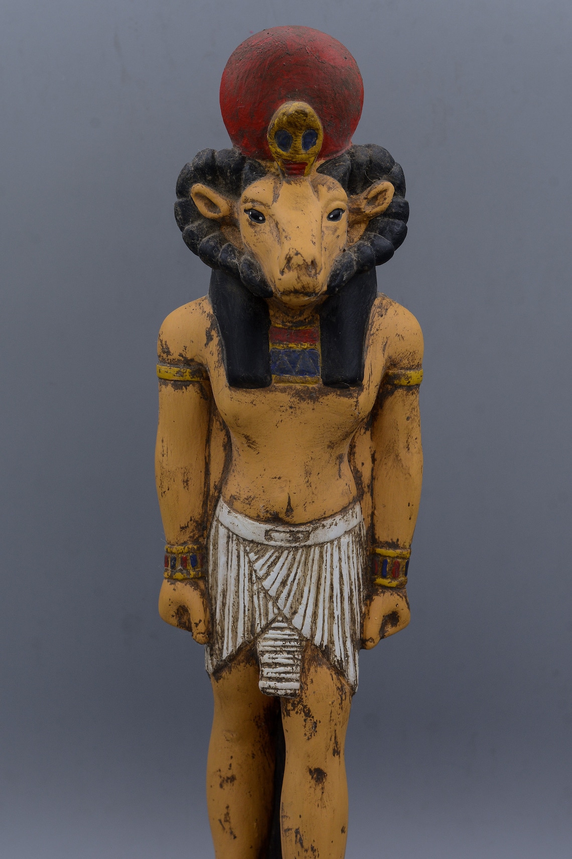 Egyptian Statue Khnum God of Potters Sculpture Painted Heavy Etsy