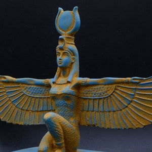 isis statue Wings Goddess Egypt Sculpture Blue Unique (Ancient Look) made in Egypt image 7