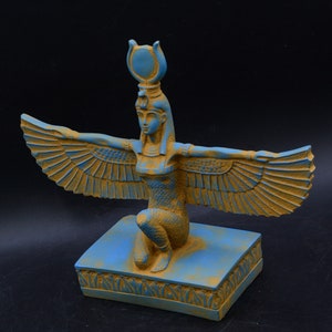 isis statue Wings Goddess Egypt Sculpture Blue Unique (Ancient Look) made in Egypt image 8