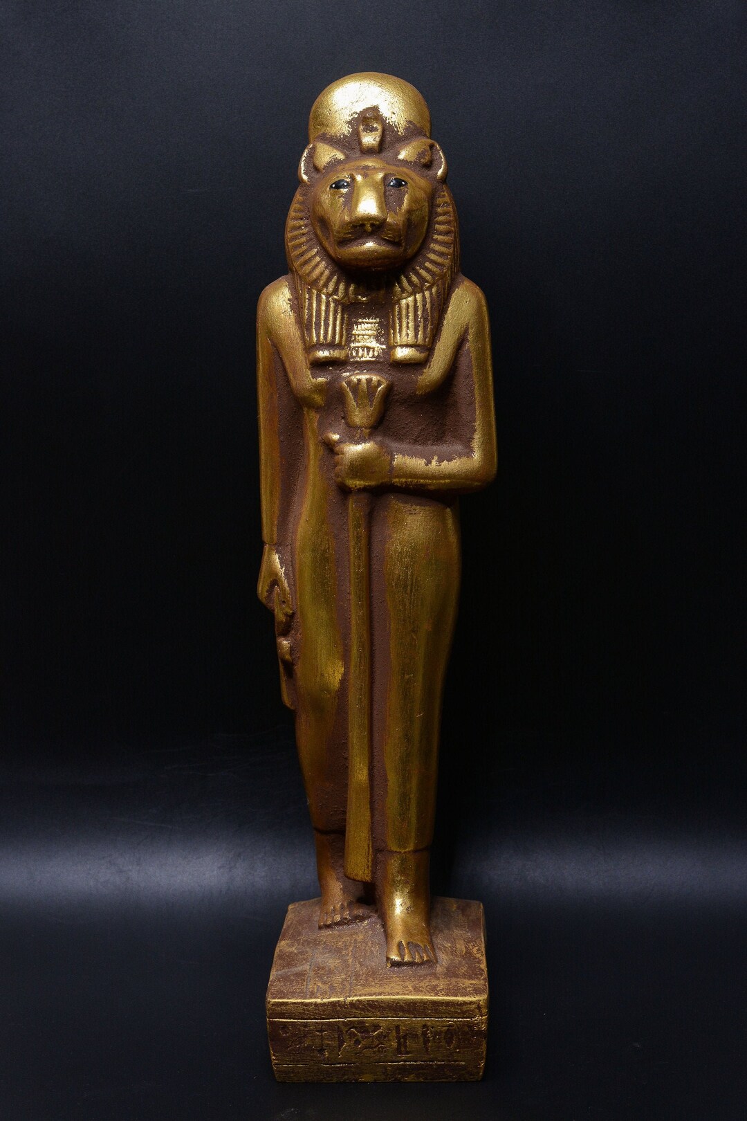 Unique Statue of Egyptian Art Goddess Sekhmet Standing Golden Large ...