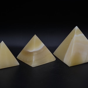 Egyptian art decor set of 3 pyramids Alabaster heavy stone made in egypt