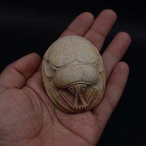 Hand Carved Stone Scarab Beetle Amulet: Egyptian Altar Decor