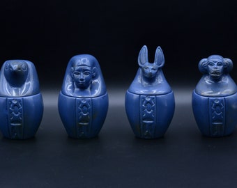 エジプト美術 カノプス壺セット ホルスの息子4人 2色 エジプト製
