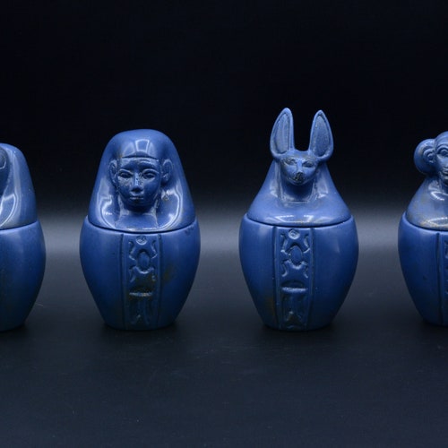 Canopic jars shops Set of 4 sons four horus powder of Labs casted resin unique made in egypt