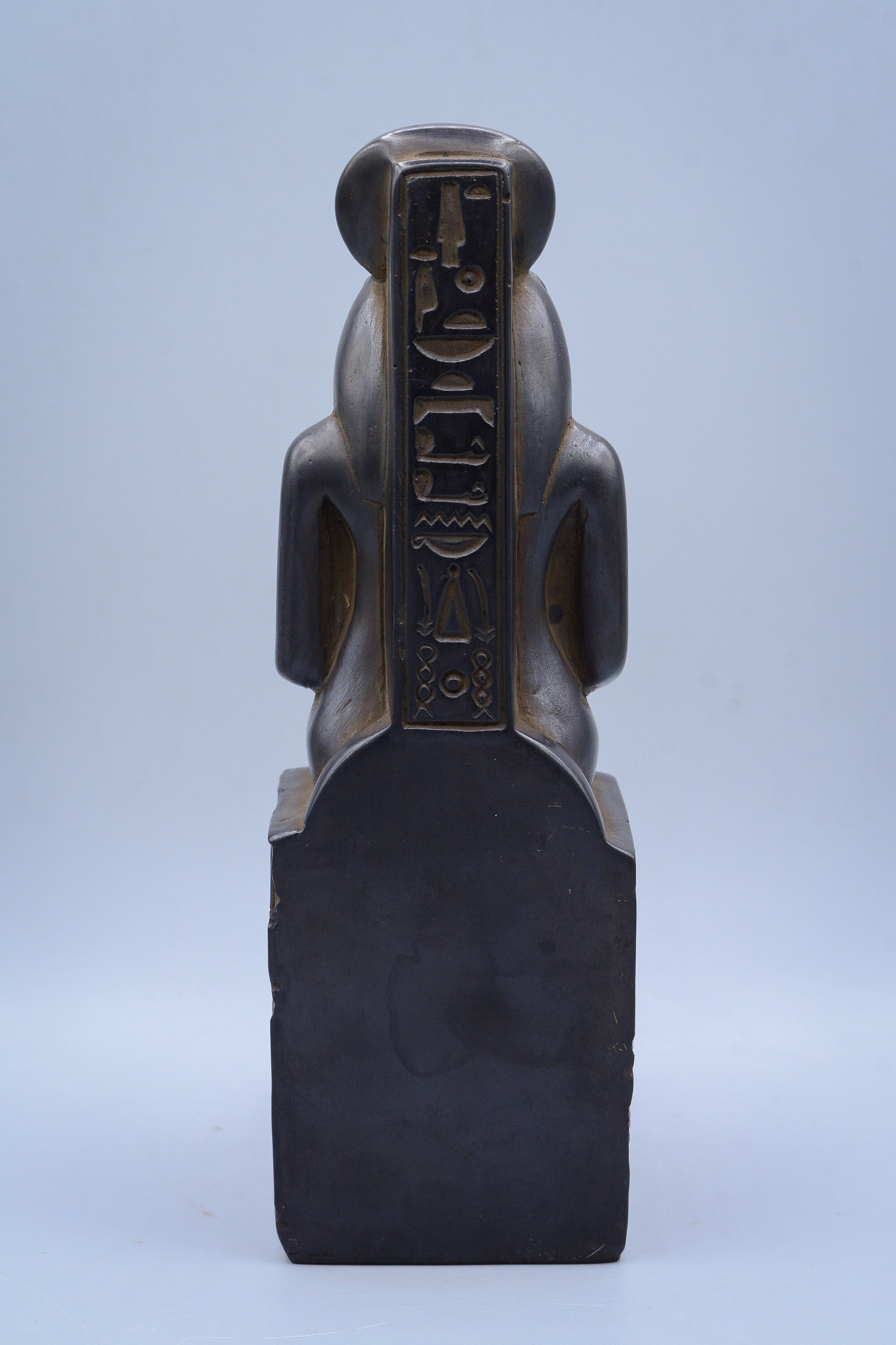 Statue of Egyptian Goddess Sekhmet Seated Heavy Black Solid Stone Made ...