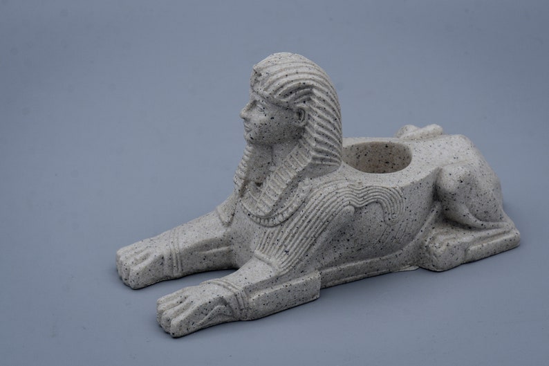 Candlestick Sphinx Egyptian Decorative Art Sandstone Statue Etsy
