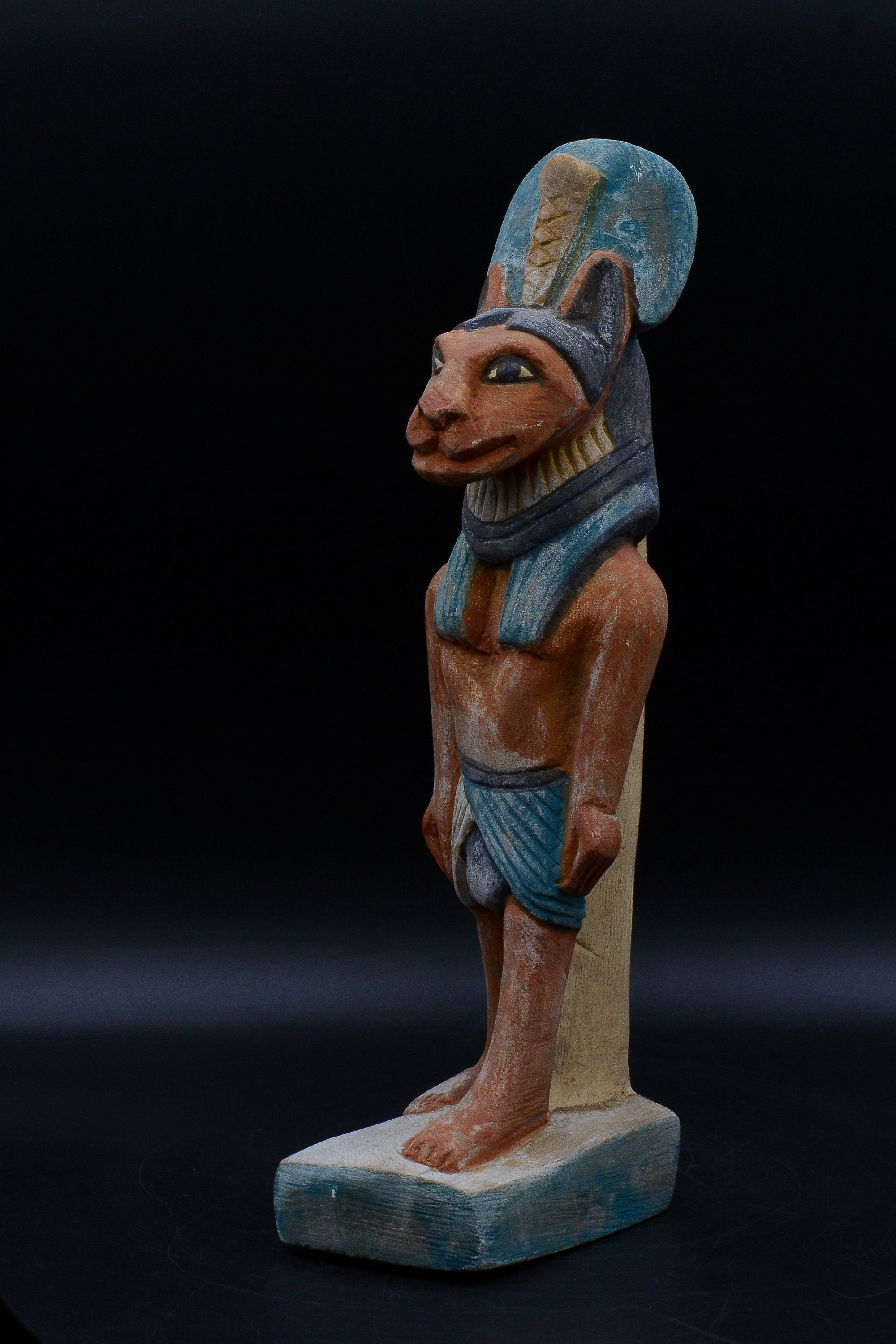 Unique Egyptian Goddess Sekhmet Statue Sculpture Colored Stone Etsy