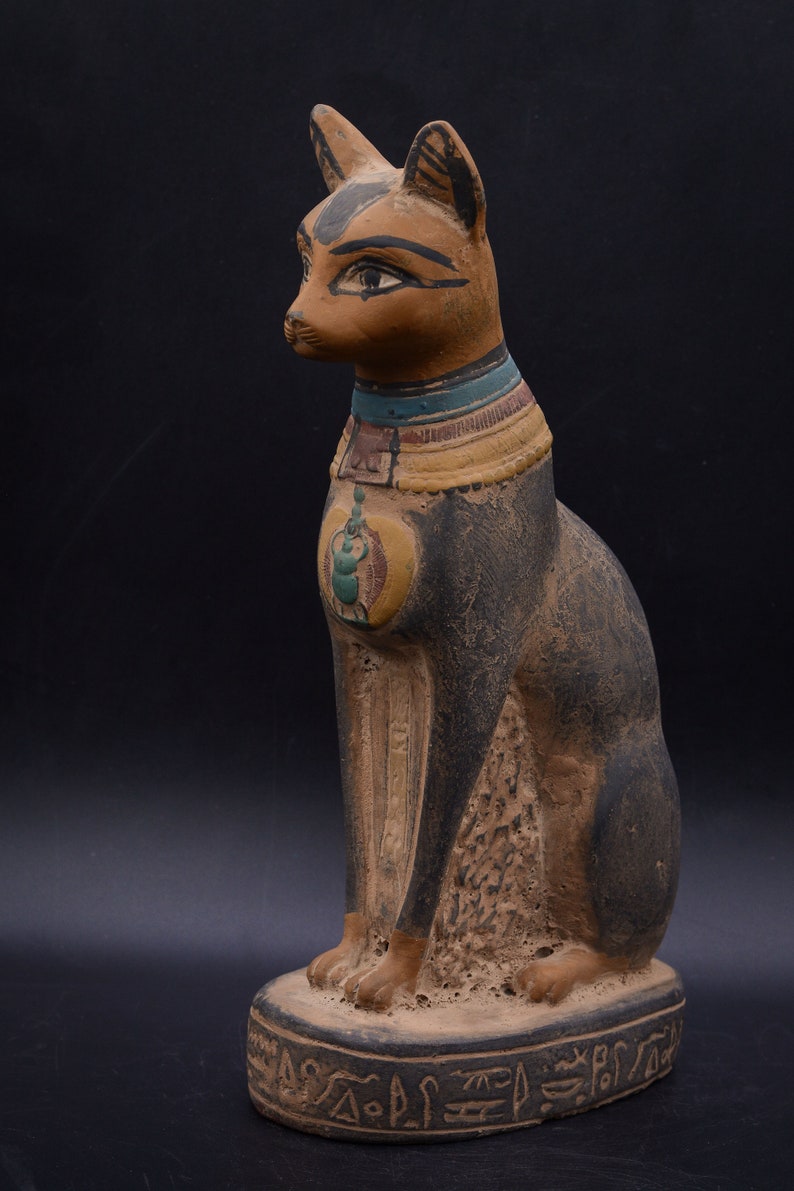 Unique Statue Egyptian Art Goddess Cat Bastet With Scarab Etsy