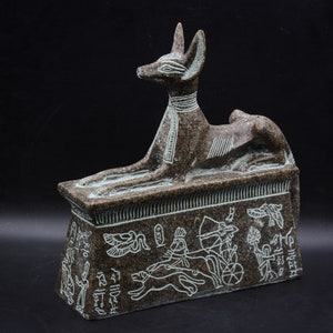 statue of Egyptian god Anubis 2 style heavy granite stone made in Egypt