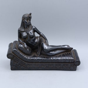 Egyptian Queen Cleopatra Statue: Black Stone Antique Art