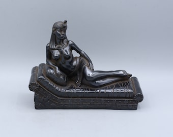 Egyptian Queen Cleopatra Statue: Black Stone Antique Art