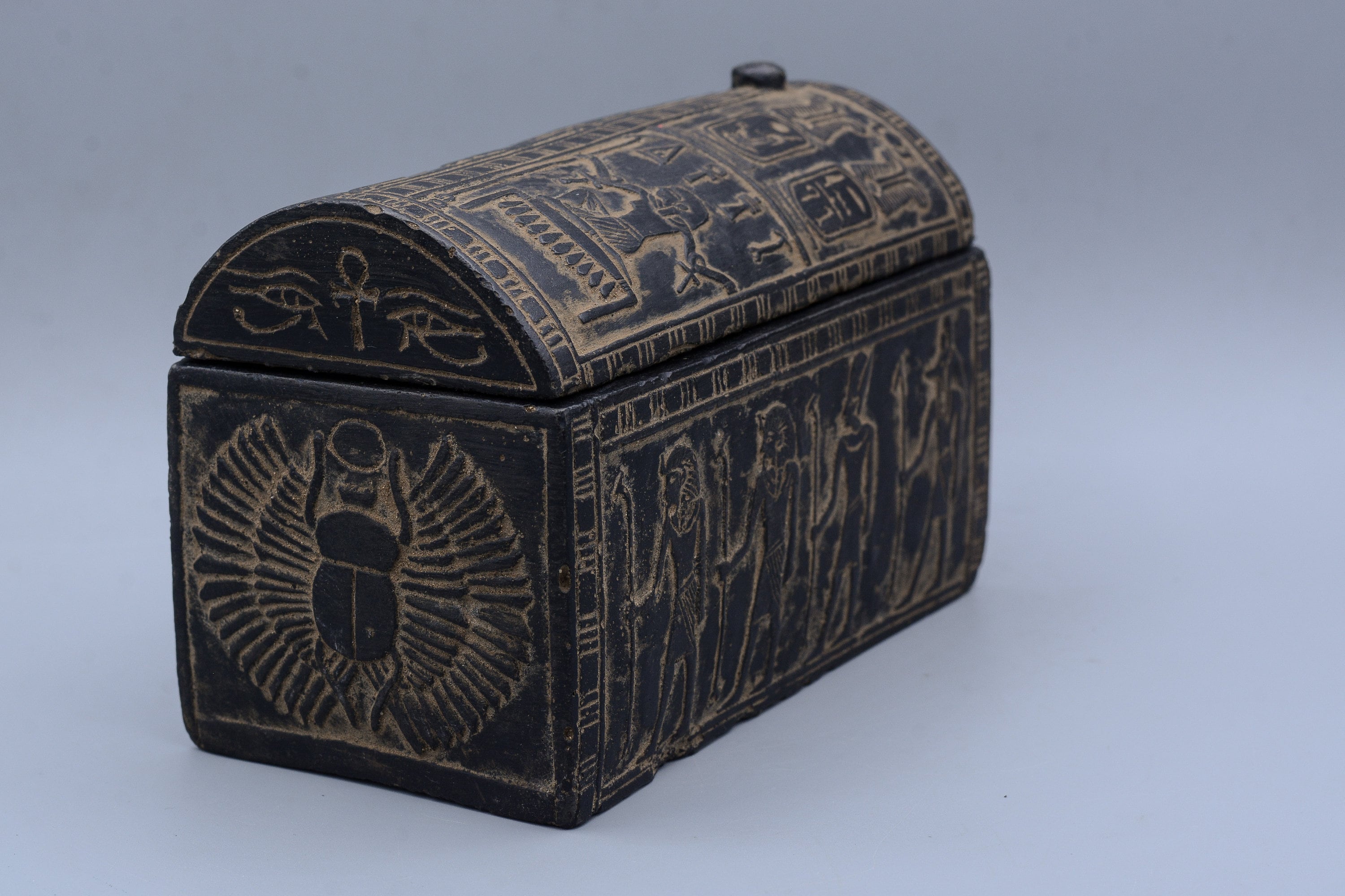 黒い石製の彫刻箱 黒い彫刻箱 書道用具 - メルカリ