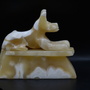 Unique statue Anubis God of the Dead Rare Alabaster carved heavy stone made in egypt