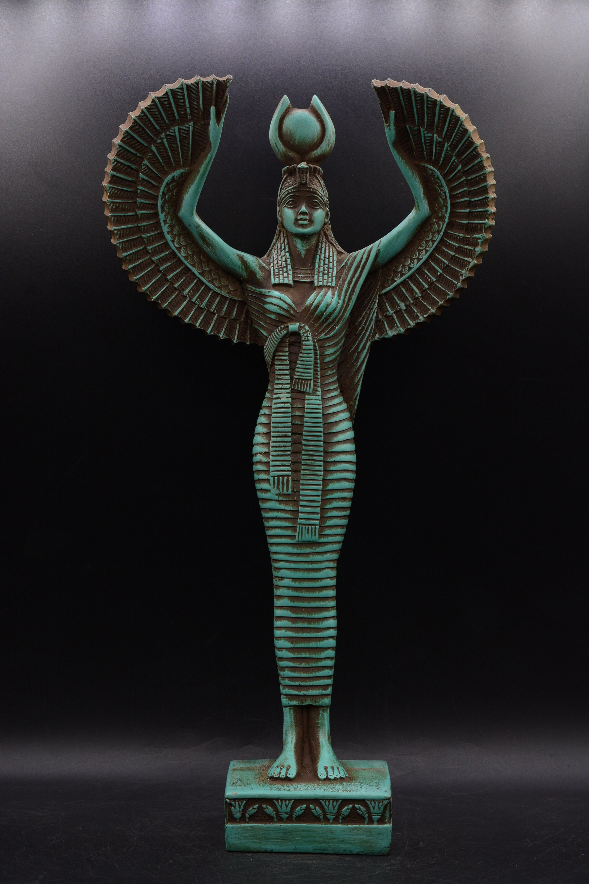 unique Isis Wings green large stone goddess of protection and magic ancient Egypt altar statue made in Egypt
