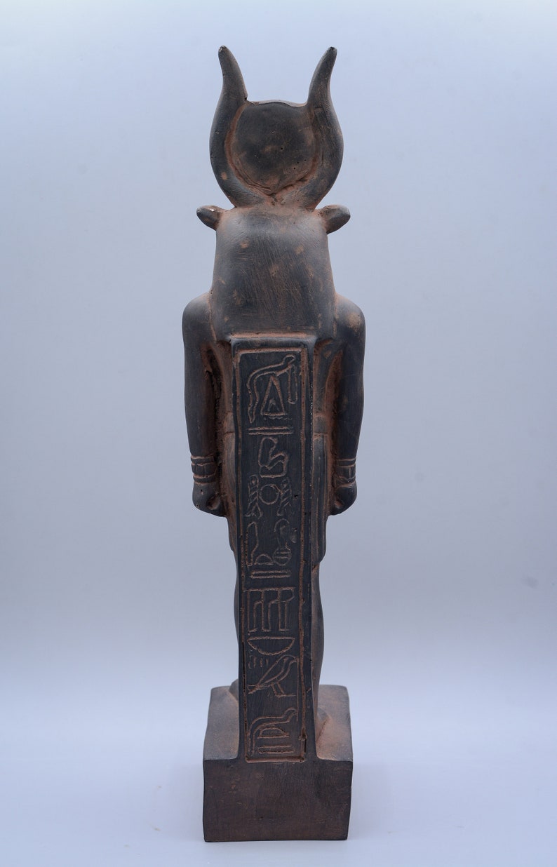 Unique statue of Egyptian art goddess Hathor dark stone large 12/'/' made in Egypt