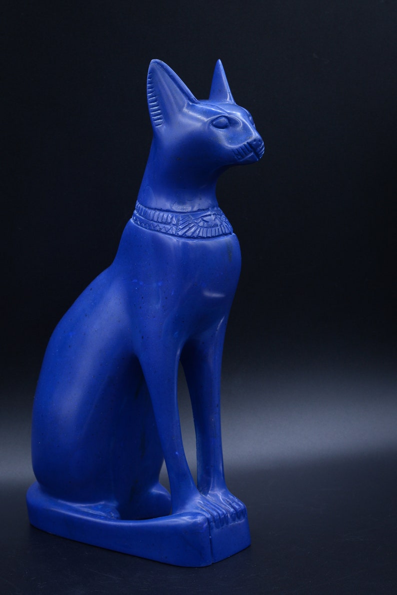 Unique Statue Of Egyptian Goddess Bastet Cat Blue Made In
