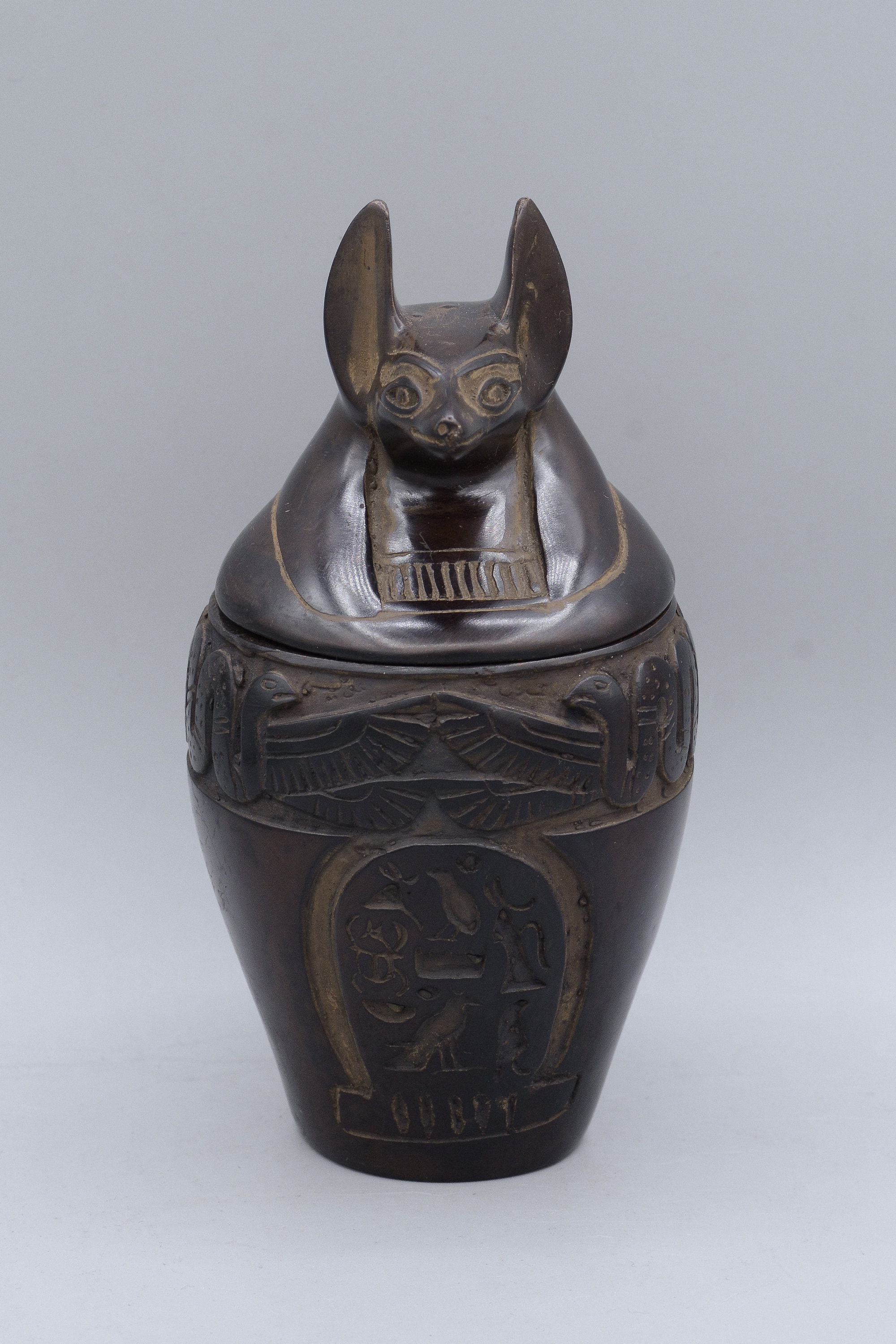 エジプト美術 カノプス壺 ホルスの息子たち 4 個セット ダーク エジプト美術 カノプス壺 ホルスの息子たち 4 個セット ダーク