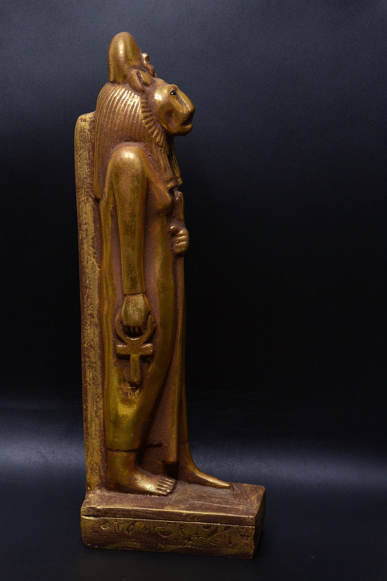Unique Statue of Egyptian Art Goddess Sekhmet Standing Golden - Etsy