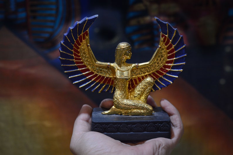 Isis Flügel Göttin Figur handgemalt gold ägyptische Kunst ...