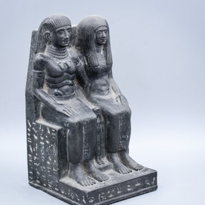 Ancient Egyptian noble Sennefer and Wife Senay and Daughter (Mayor of the City Thebes)  sculpture antique stone made in egypt