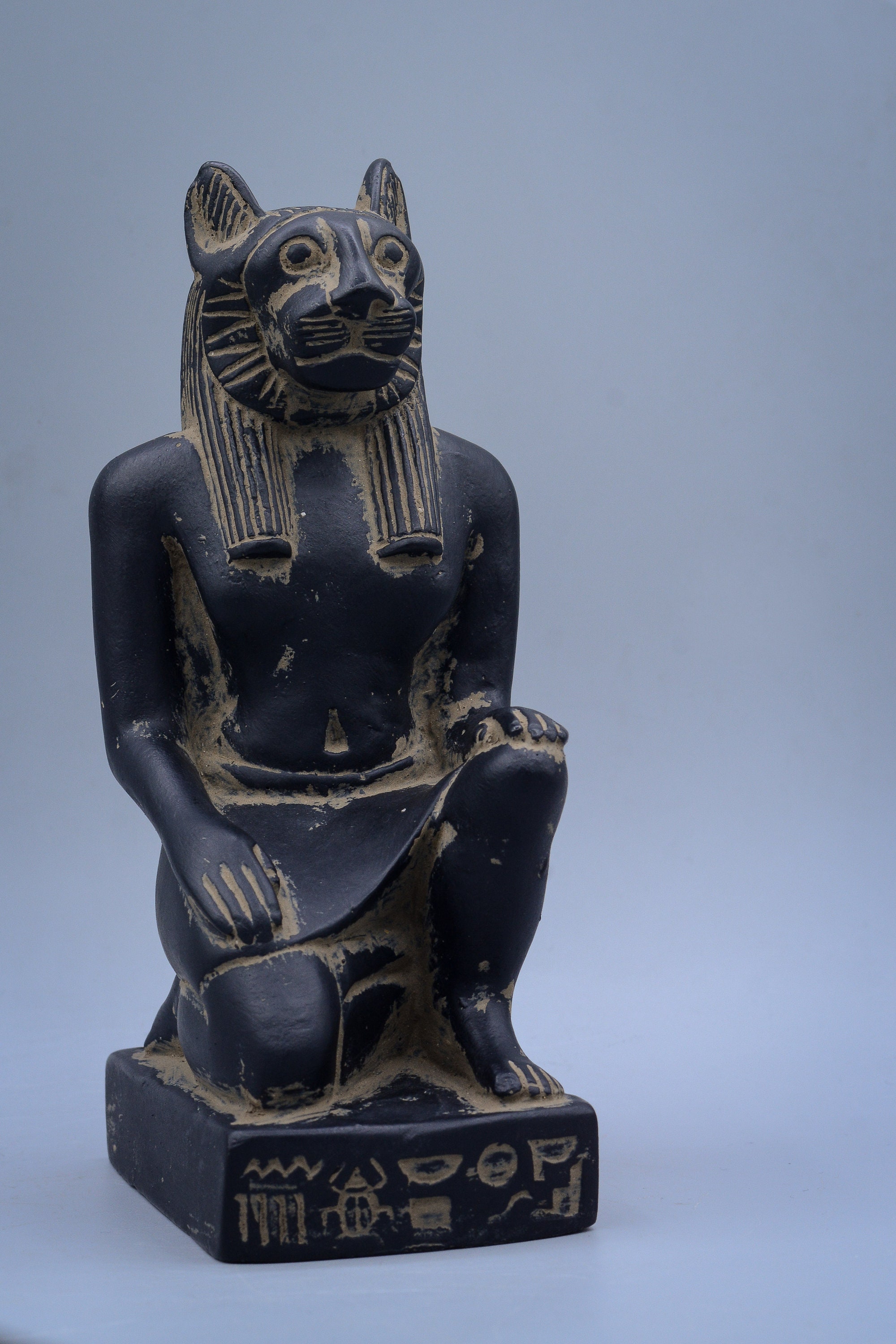 Unique Egyptian Art Statue of Goddess Sekhmet Seated Black Heavy Stone ...