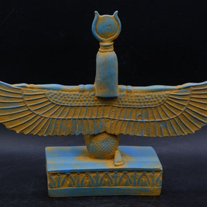isis statue Wings Goddess Egypt Sculpture Blue Unique (Ancient Look) made in Egypt image 5