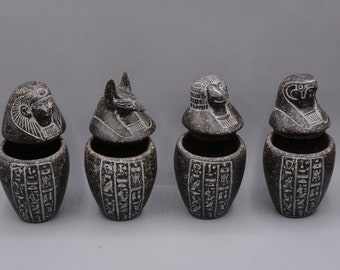 エジプト美術 カノプス壺セット ホルスの息子4人 2色 エジプト製