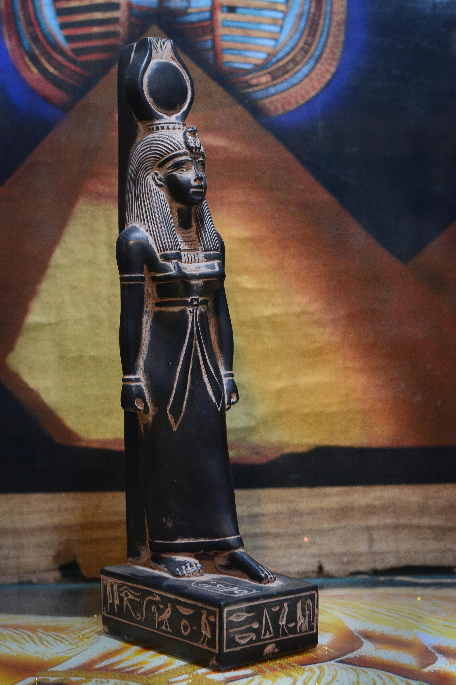 Statue of Goddess Isis Sculpture Black 2 Style Heavy Stone Etsy