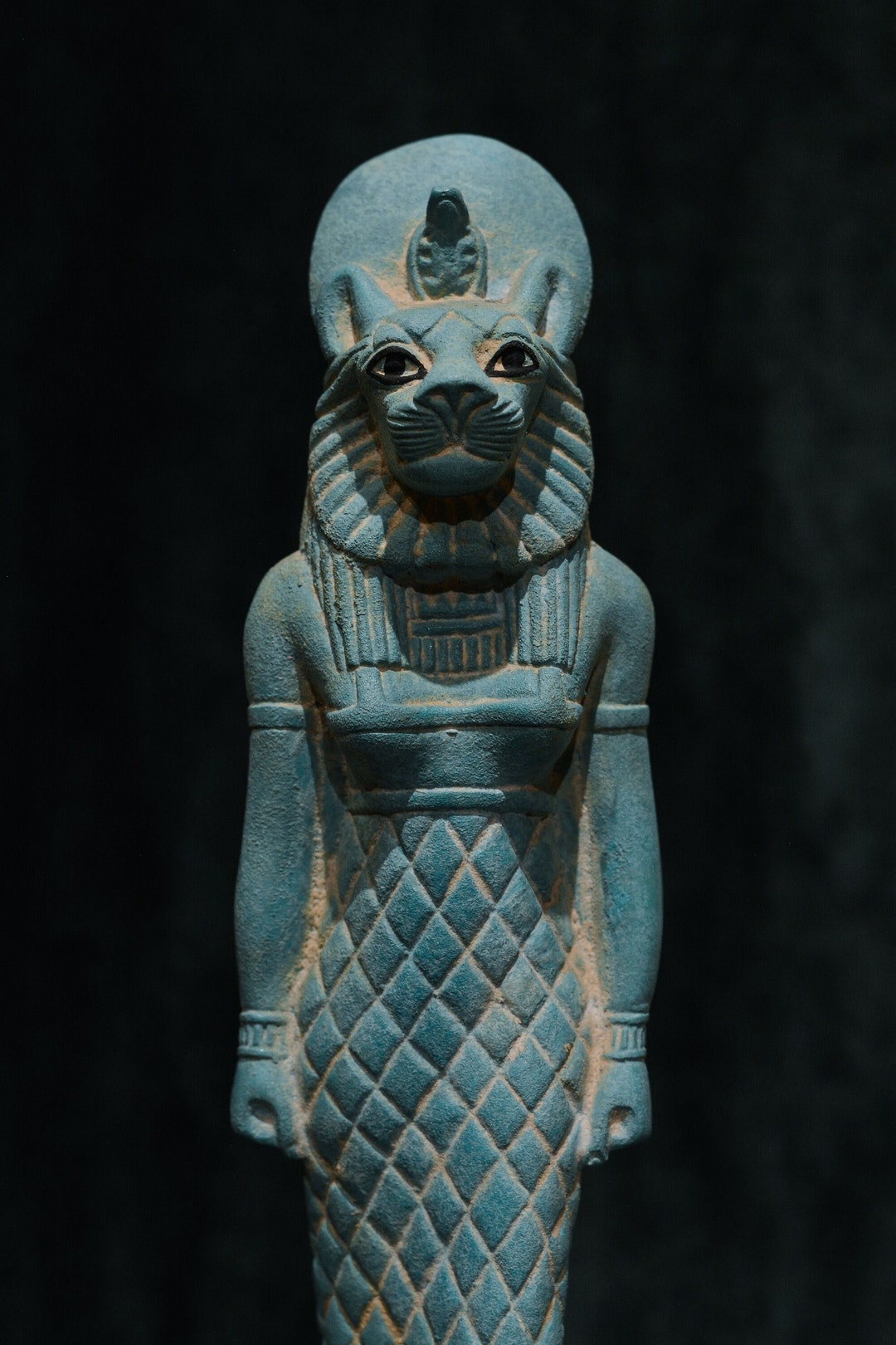 Statue Sekhmet Goddess of War Unique Green Turquoise Sculpture Stone ...