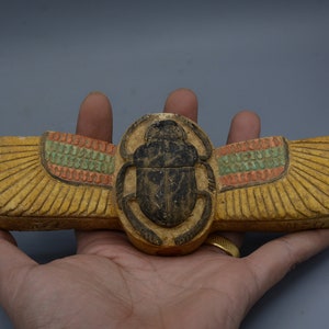 Unique EGYPTIAN art Winged SCARAB BEETLE Khepri stone 3 style made in Egypt