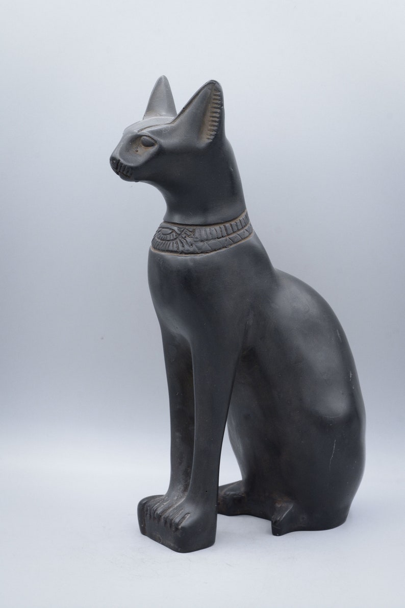 Unique Egyptian Goddess Bastet Cat Statue 2 Size Heavy Solid Etsy