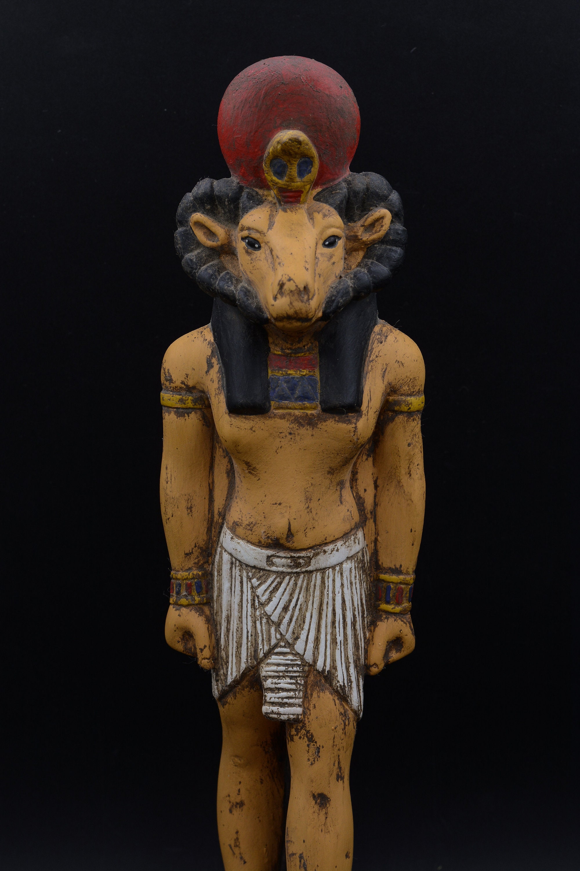 Egyptian Statue Khnum God of Potters Sculpture Painted Heavy Egyptian Statue Khnum God of Potters Sculpture Painted Heavy