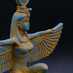 isis statue Wings Goddess Egypt Sculpture Blue Unique (Ancient Look) made in Egypt image 9